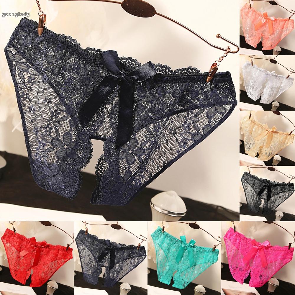 Sexy Womens Lace Panties Open Crotch Thong G-string Briefs Crotchless ...