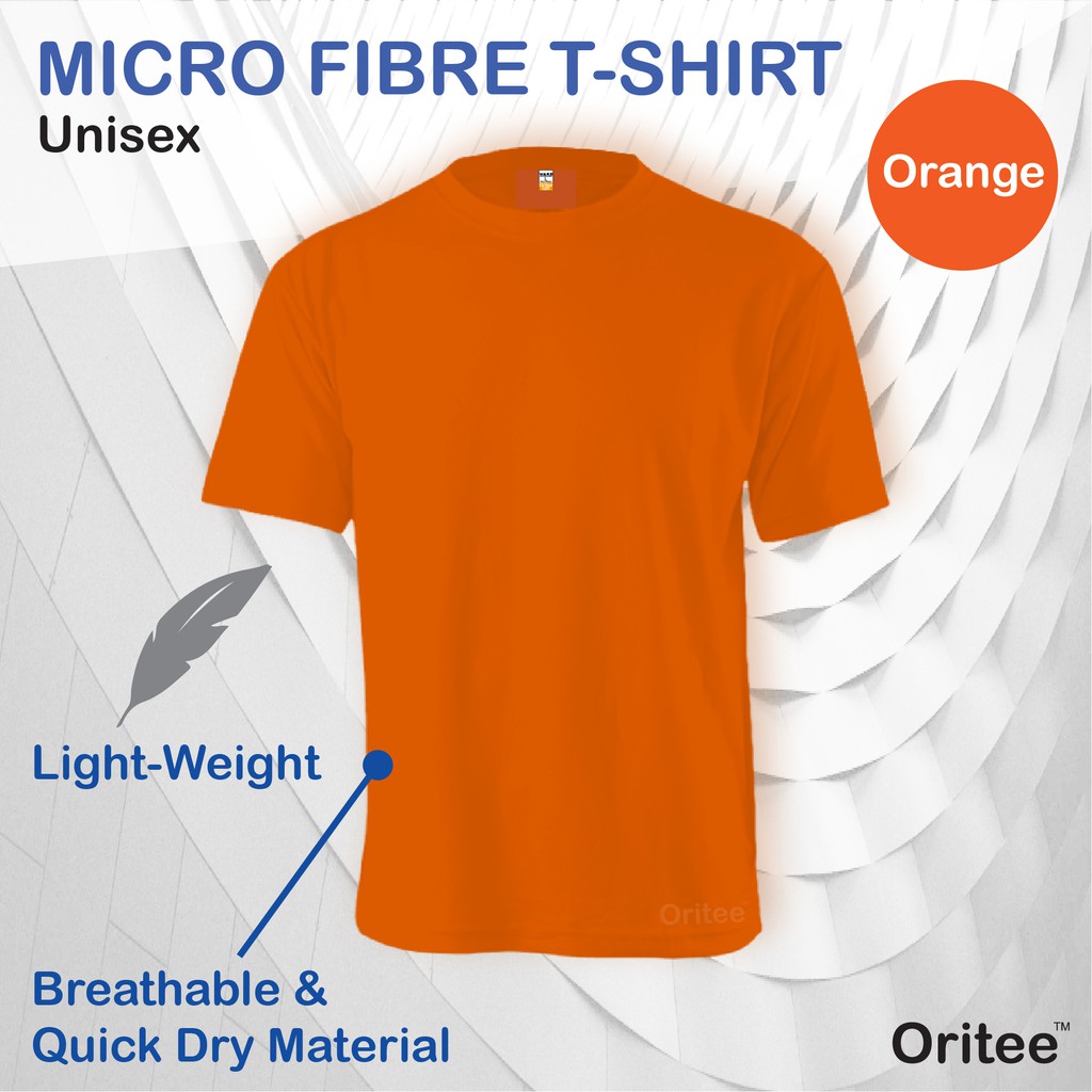 Oritee ORT Orange Micro Fibre Jersey Round Neck T shirt Unisex Men Women Quick Dry Breathable Comfortable Sports Shopee Malaysia