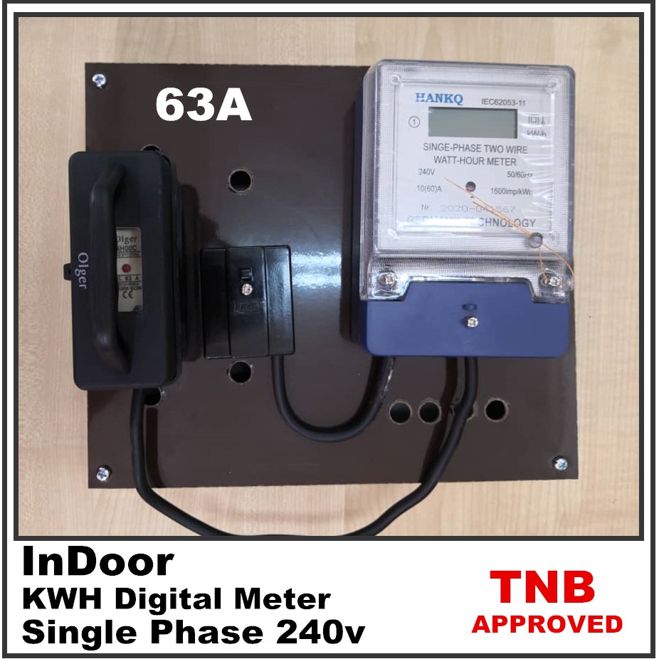 kWH TNB Single Phase DIGITAL METER FULL SET 63A INDOOR C/W CUT OUT 63A