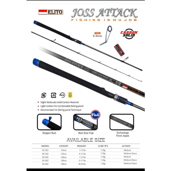 Elito Joss Attack 165 Carbon Solid Fishing Rod | Shopee Malaysia