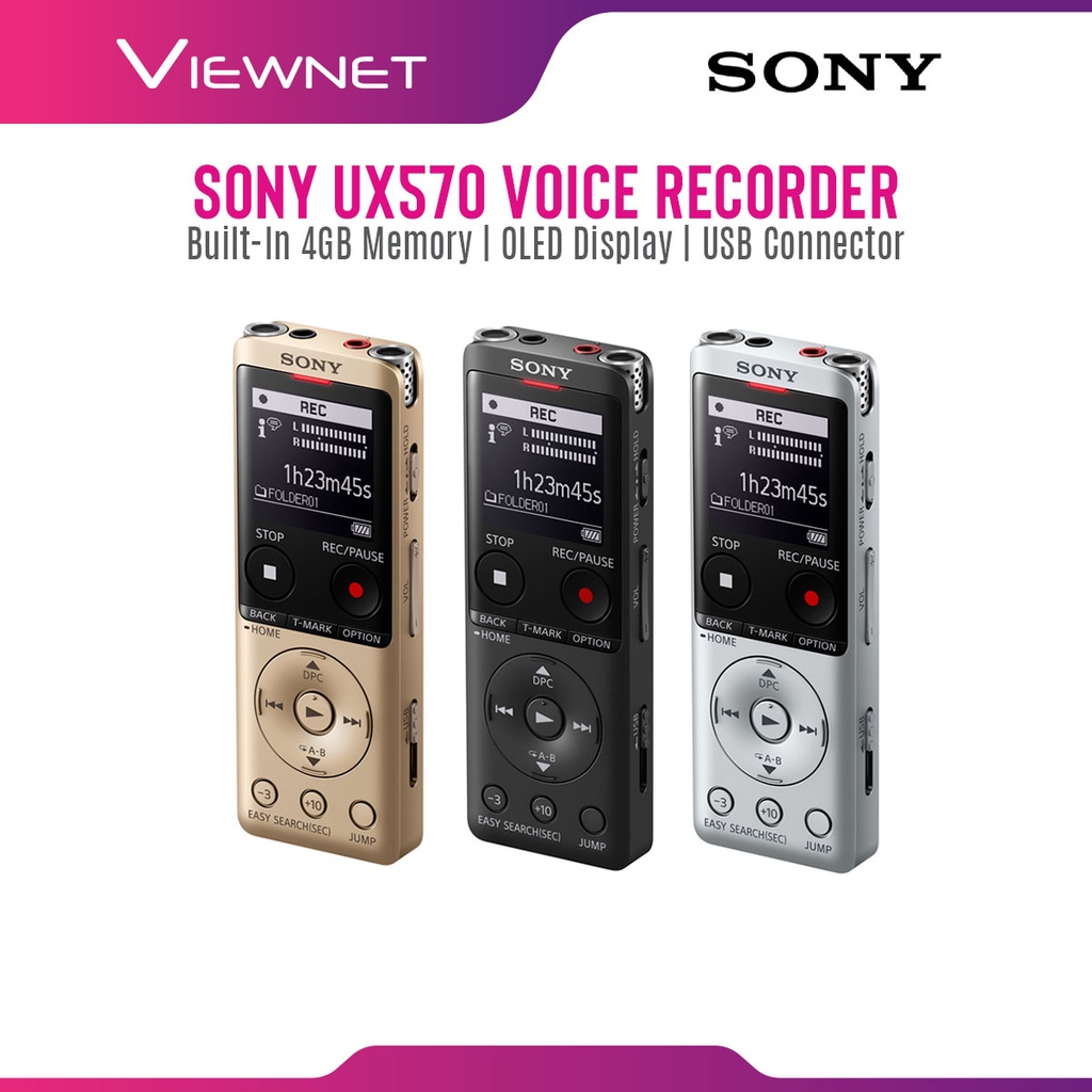 Sony UX570 Digital Voice Recorder with BuiltIn 4GB Memory, OLED