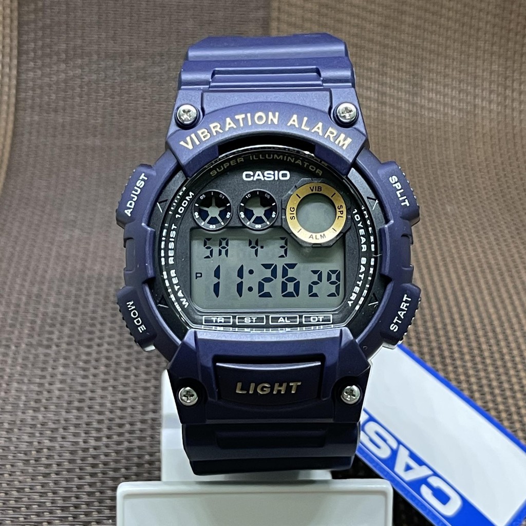 Casio W735H2A Men Blue Resin Digital Vibration Alarm Sport Watch