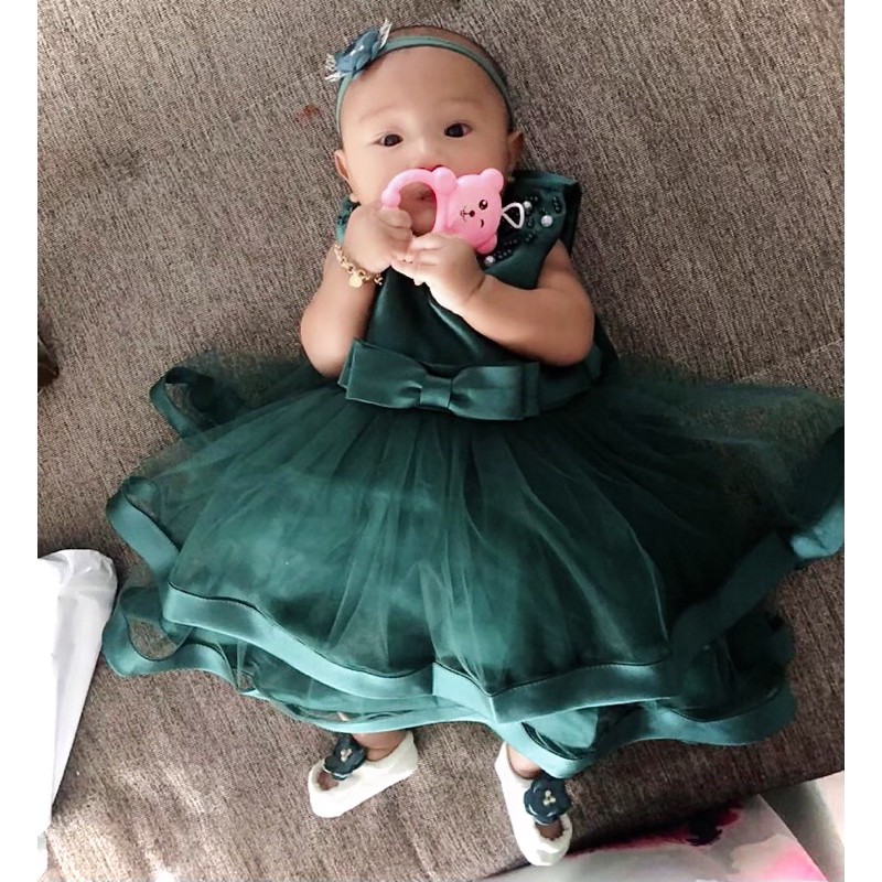 Emerald green baby dress hotsell