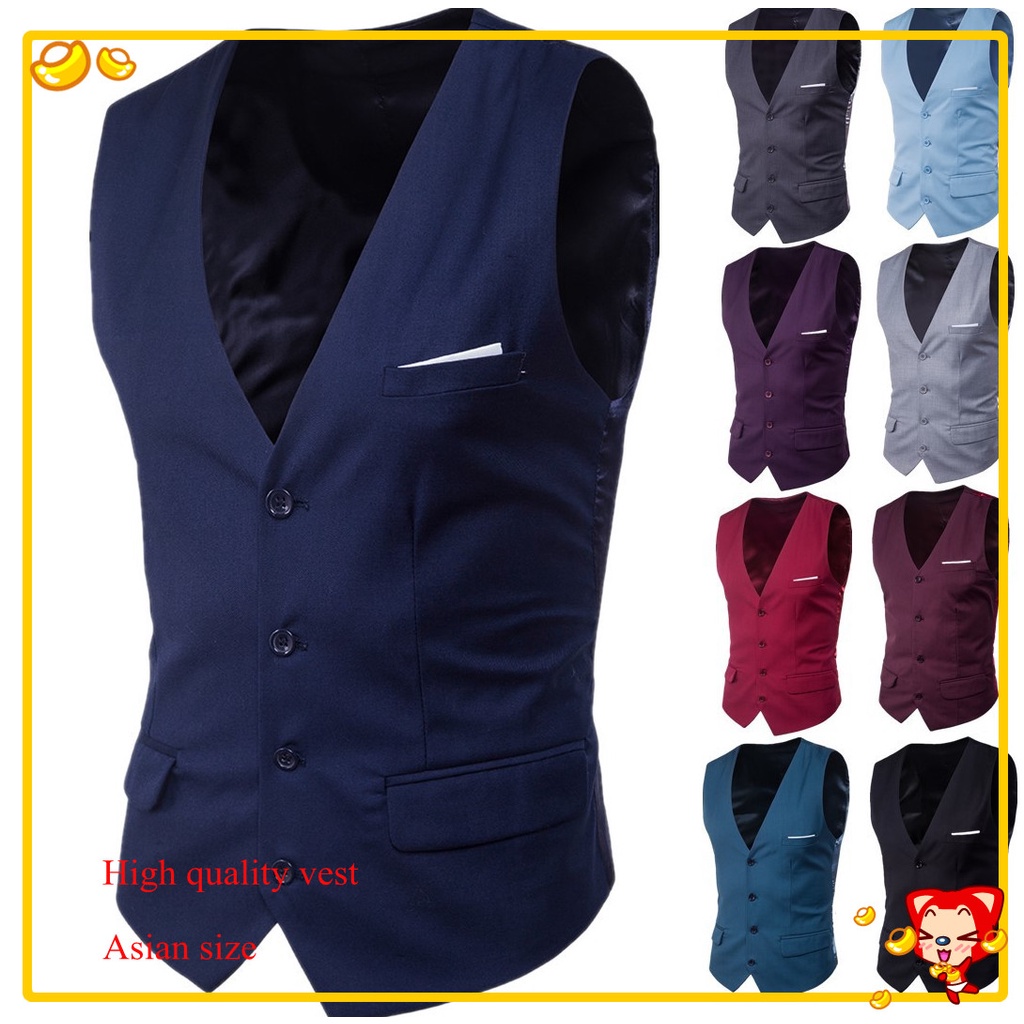 Men's Slim Fit Suit Vests Casual Sleeveless Vest Formal Business READY ...