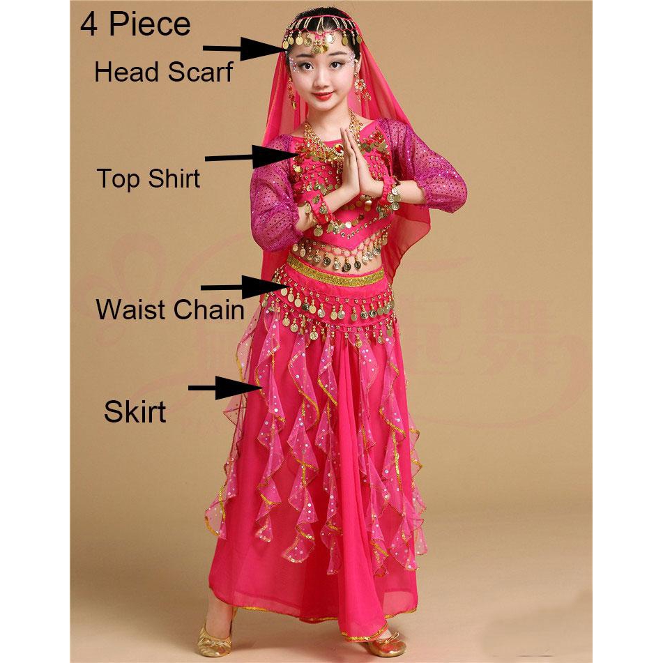 Children Girl Belly Dance Costumes Girls Bollywood Indian Performance ...