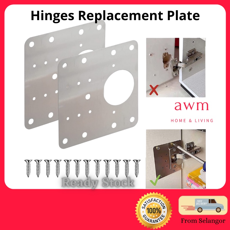 AWM Hinge Repair Plates Stainless Steel Cabinet Door Repair Plate ...