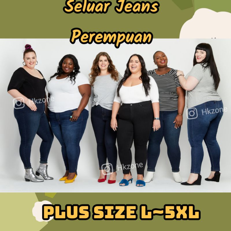 Seluar jeans store perempuan plus size