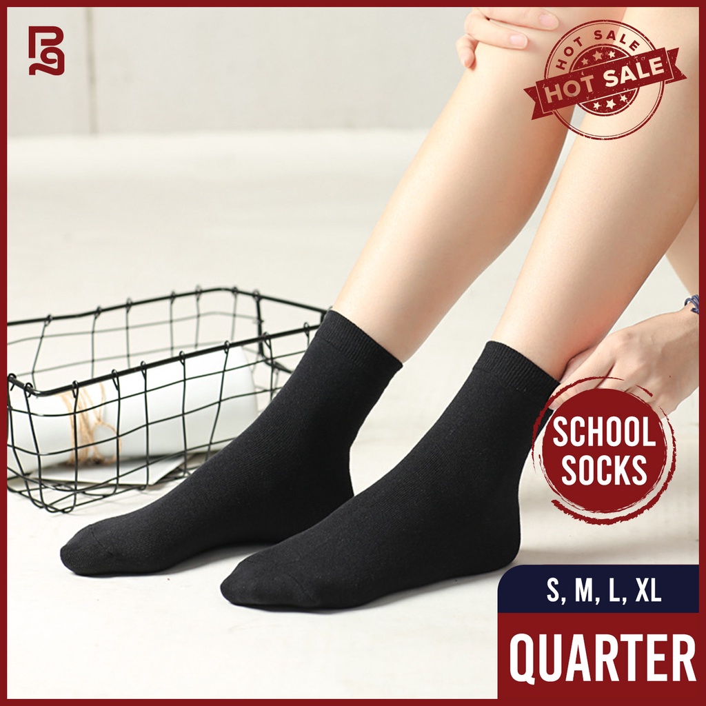 [PGS] 1 Pair School Black School Socks Size S to XL Sarung Kaki Stokin ...