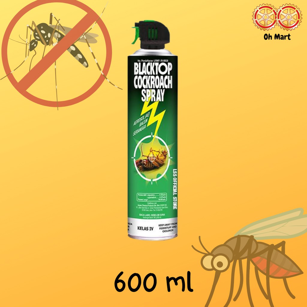 BlackTop Cockroach Spray/ Aerosol Racun Serangga (600ml/300ml) | Shopee ...