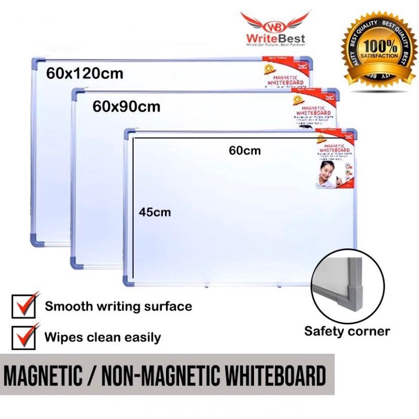 WriteBest High Quality Aluminium Frame Whiteboard (Magnetic) | Shopee ...