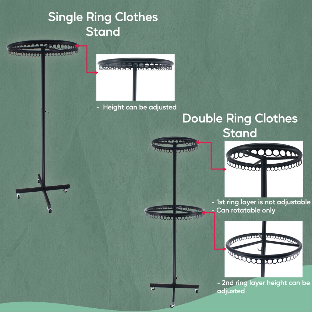 JME Ready Stock Round Stand Ring Stand Single Double Ring Scaft Stand ...