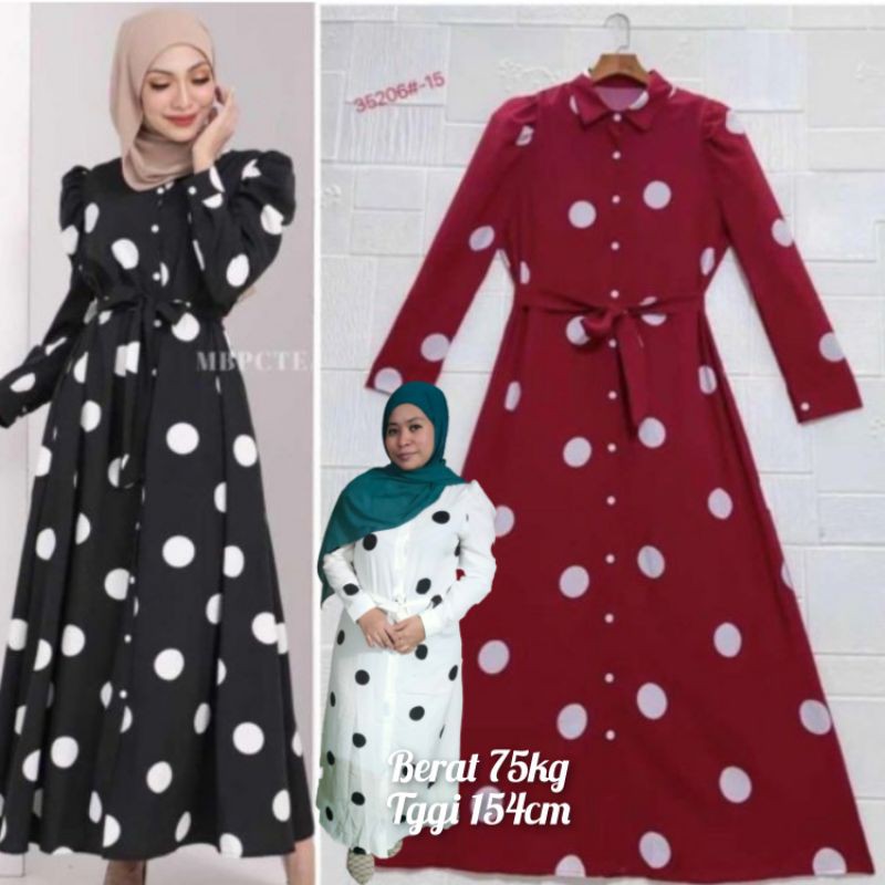 Polka dot shop dress muslimah