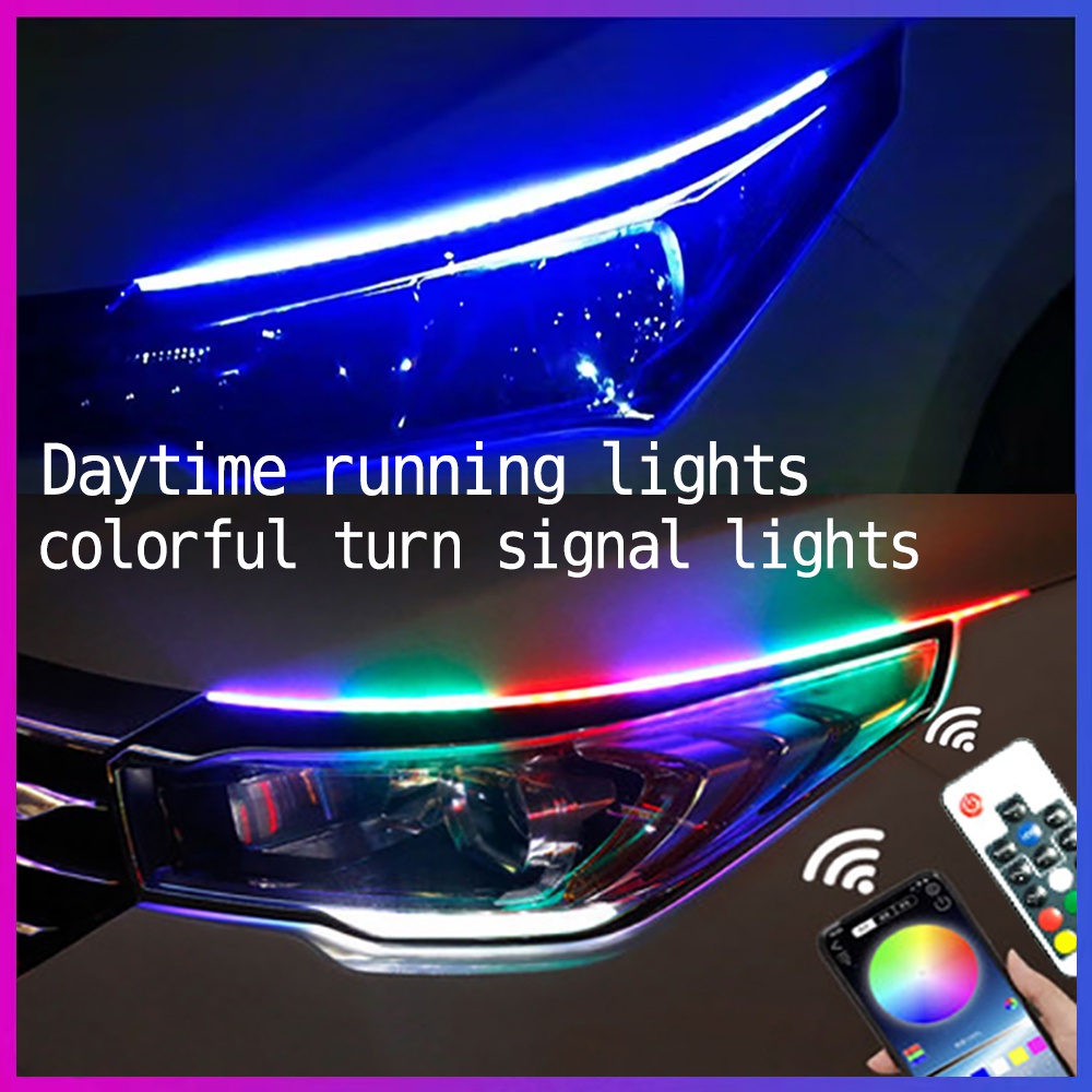 LEADTOPS RGB Slim Flexible Car Headlights DRL LED Daytime Running Strip