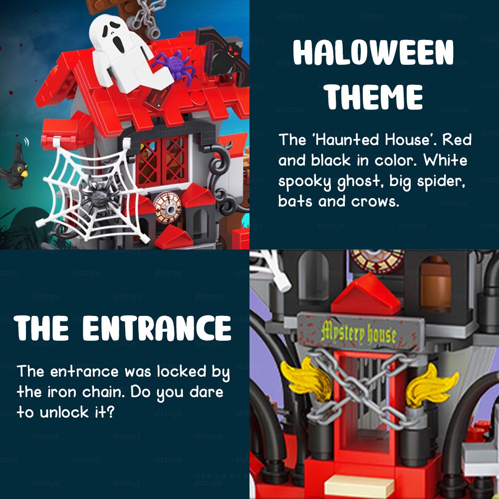 LOZ IDEAS 1251 Mini Block Haunted House Halloween Series Theme Scary ...