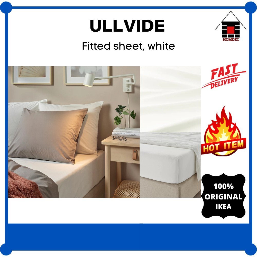 ULLVIDE Fitted sheet, white, Queen - IKEA