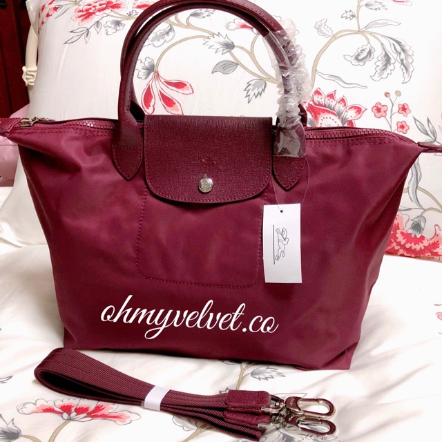 Maroon longchamp clearance bag