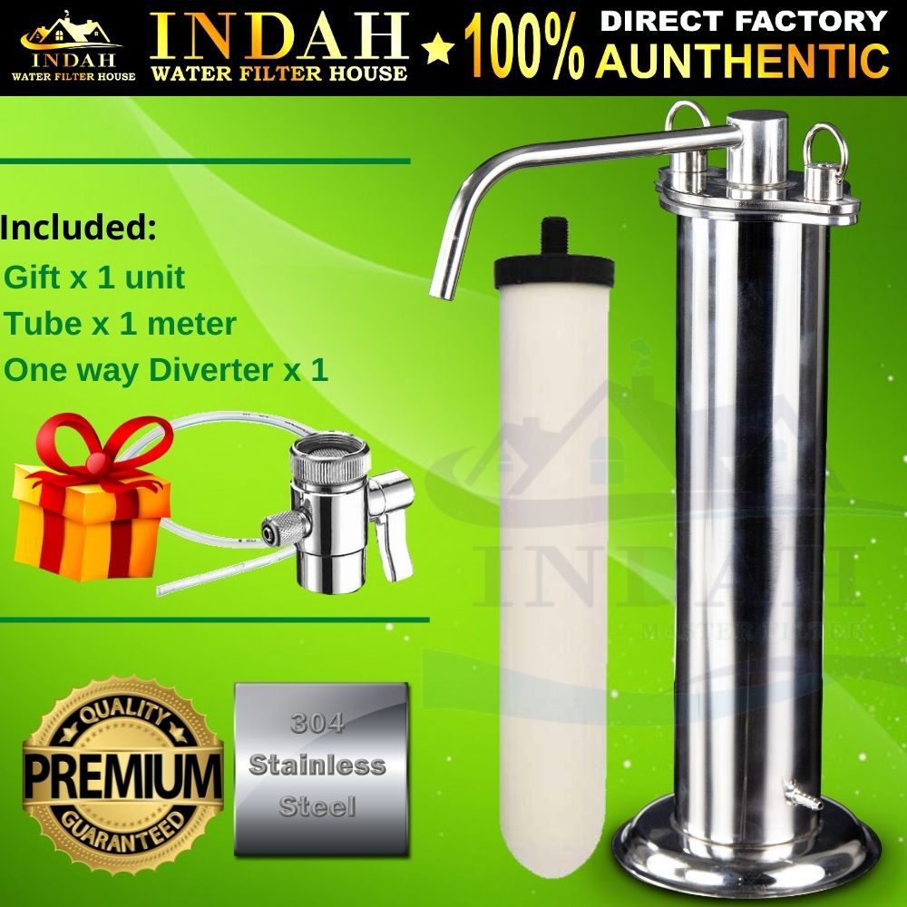INDAH 304 Stainless Steel LN Stand Water Purifier With Standard Ceramic Water Filter Cartridge