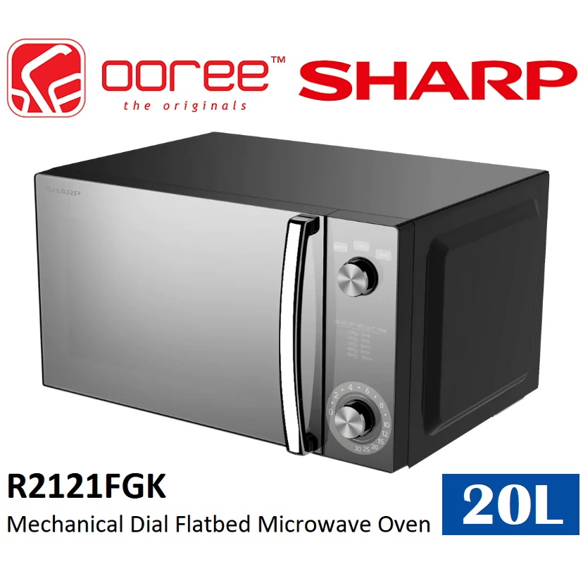 SHARP R2121FGK 20L 800W MECHANICAL DIAL FLATBED MICROWAVE OVEN WITH