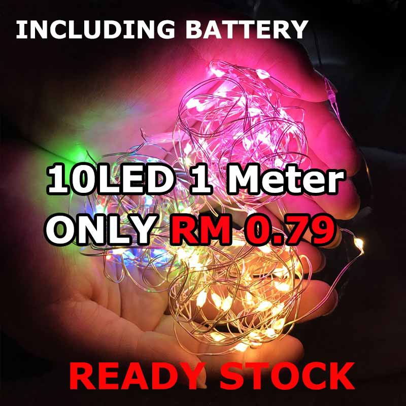 (Battery Included) Raya 10 LED Light String Fairy Lights 3 Modes Copper