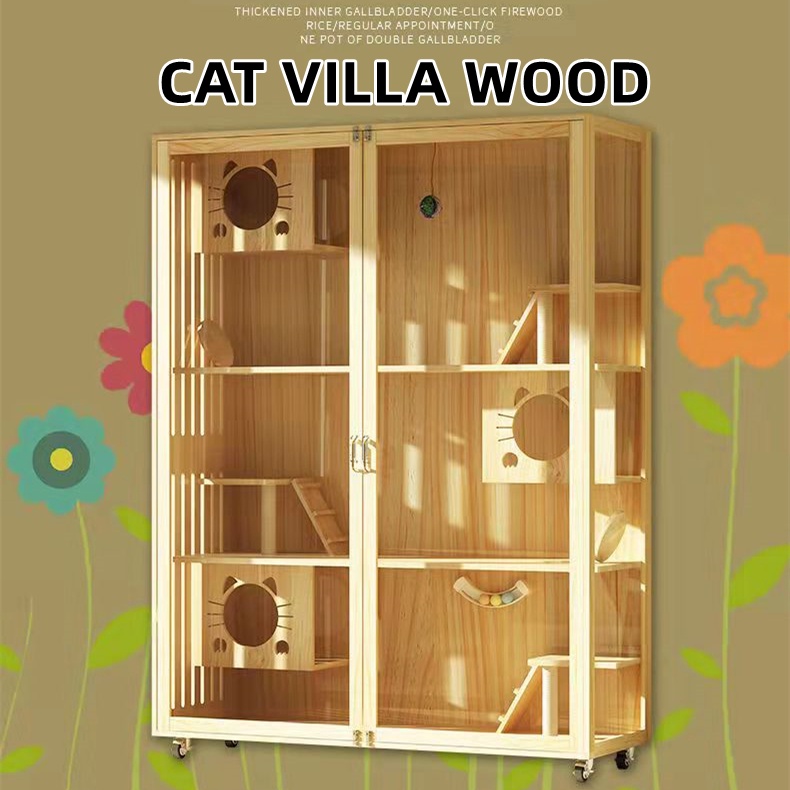 Sangkar Kucing Kayu Besar 5 Tingkat Rumah Kucing Cat House Wood Big