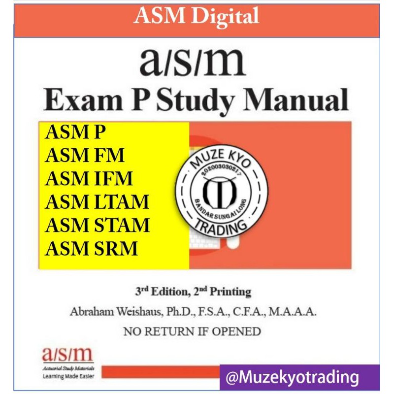 DIGITAL Asm Soa P FM IFM LTAM STAM SRM Exam Manual | Shopee Malaysia