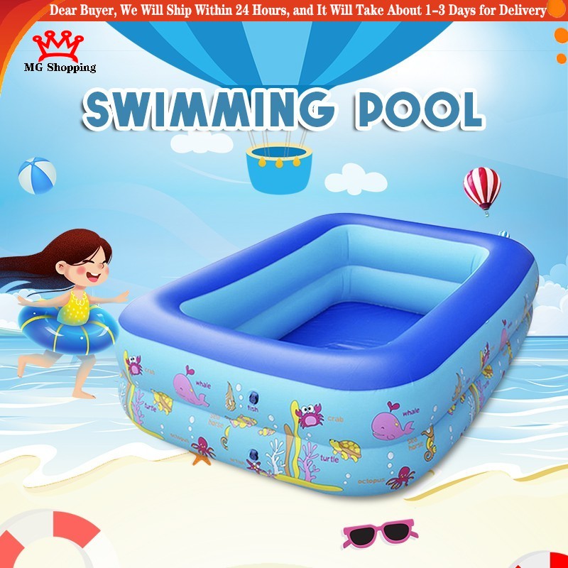 Inflatable Swimming Pool For Kids Rectangular Summer outdoor | Shopee ...
