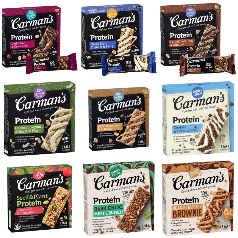 CARMAN'S Protein Bar Assorted flavours (5 bars) Shopee Malaysia