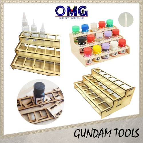Tool Container Paint Square Round Rack Shelf Tools Tool Rack Wooden ...