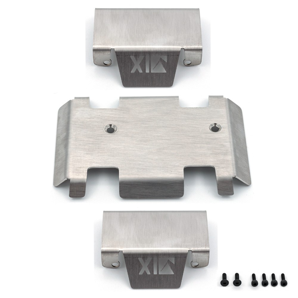Rvs Chassis Armor Axle Protector Skid Plaat Voor -4 TRX4 1/10 Rc