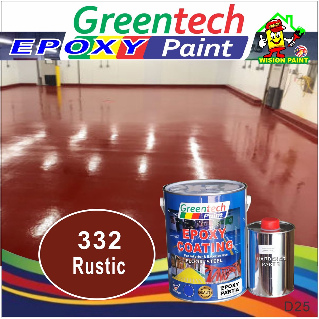 332 RUSTIC ( 5L ) Epoxy Floor Paint Coating ( GREENTECH EPOXY ) 5L (Cat ...
