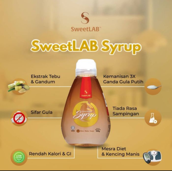 Sweetlab Zero Sugar Syrup 500g Zero Calories Liquid Drop Sweetener