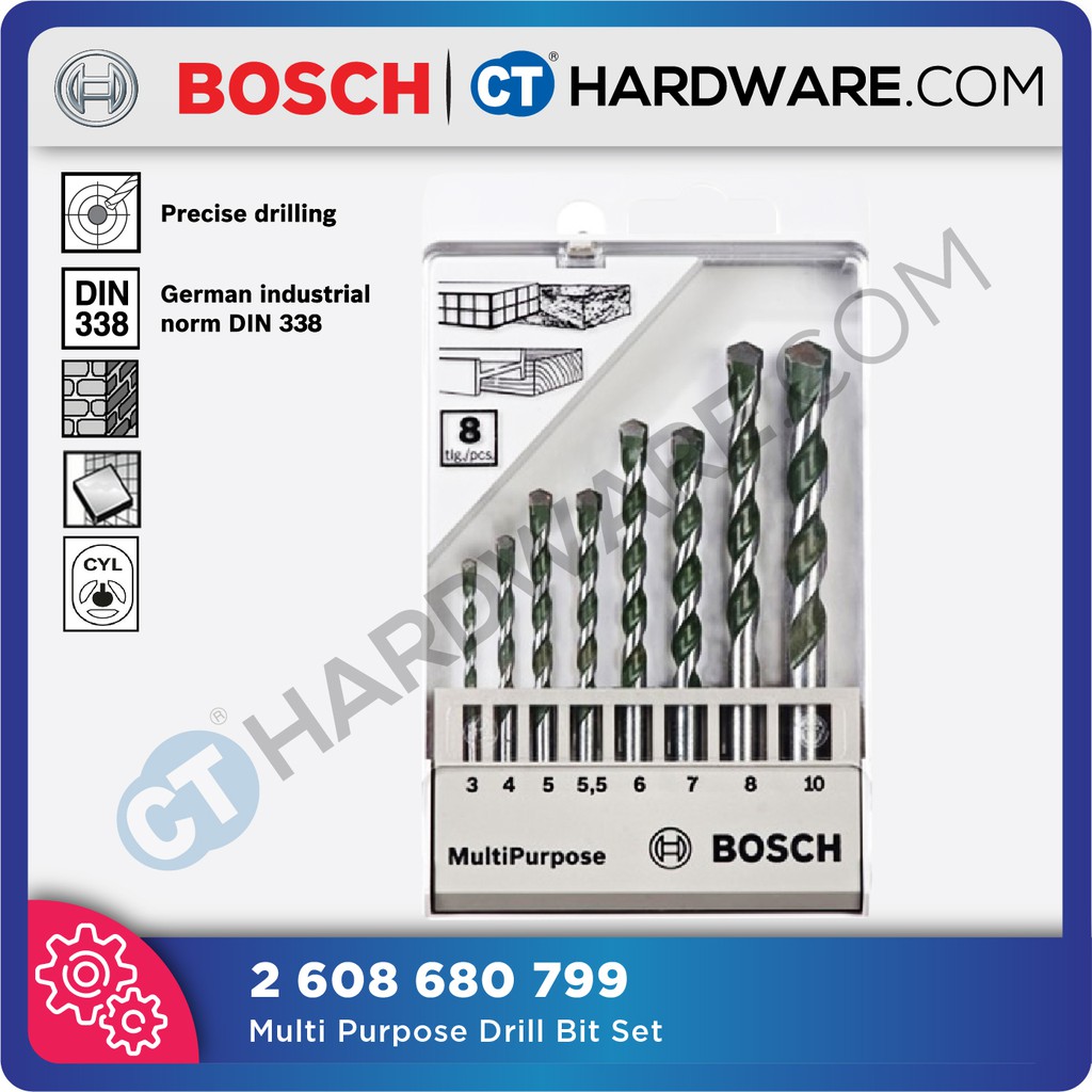 Bosch MultiPurpose Drill Bit Set 8pcs 2608680799 Shopee Malaysia