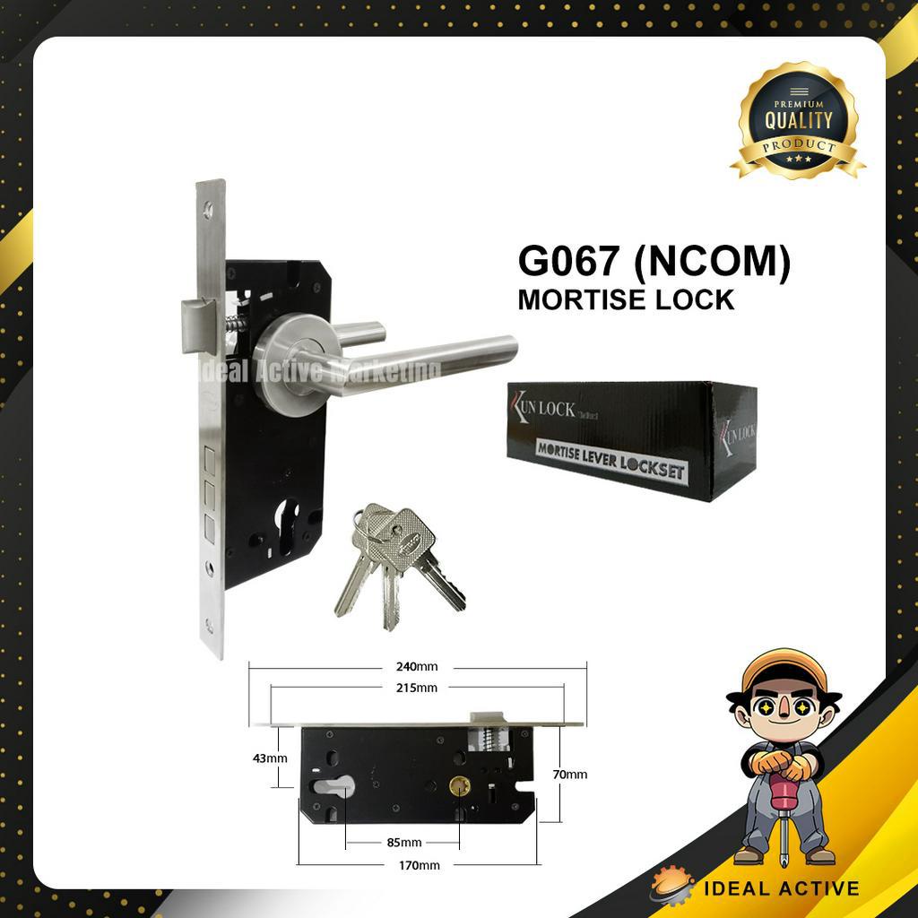 G067-Ncom Mortise Lock Handle Entrance Iron Door Gate Lock Set | Shopee ...