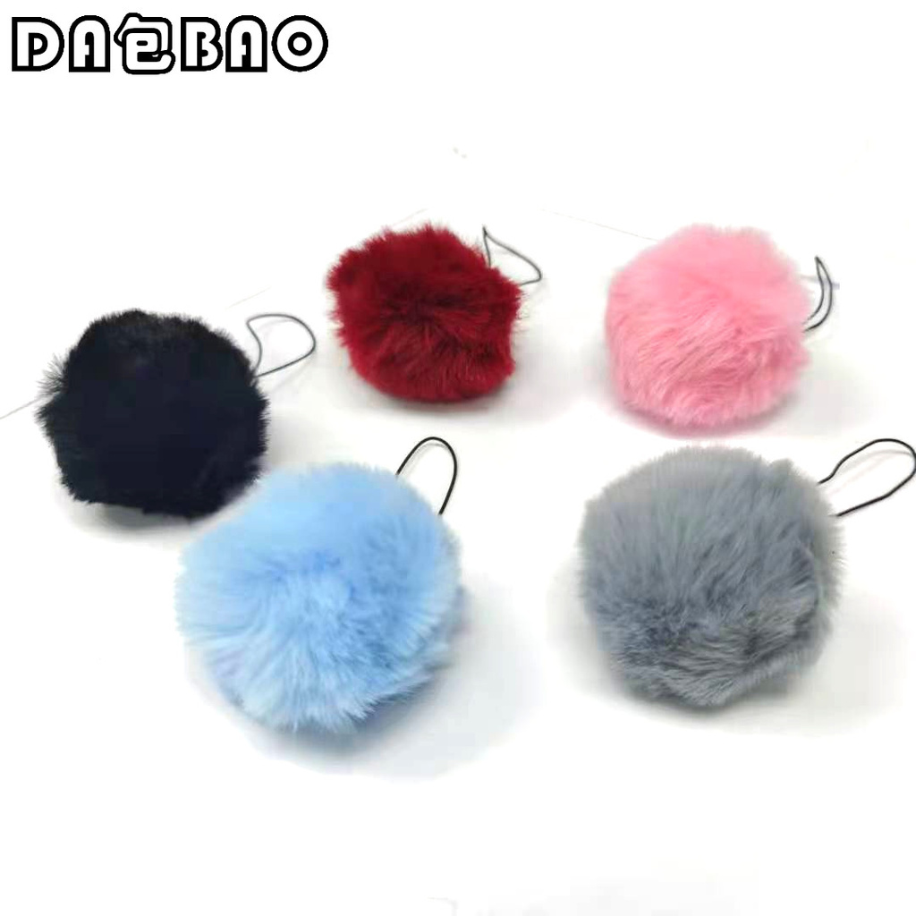 Rabbit fur ball keychain hot sale