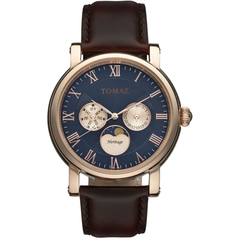 [READY STOCK]TOMAZ TQ007 MOONPHASE ORIGINAL MENS ROSEGOLD NAVY JAM ...