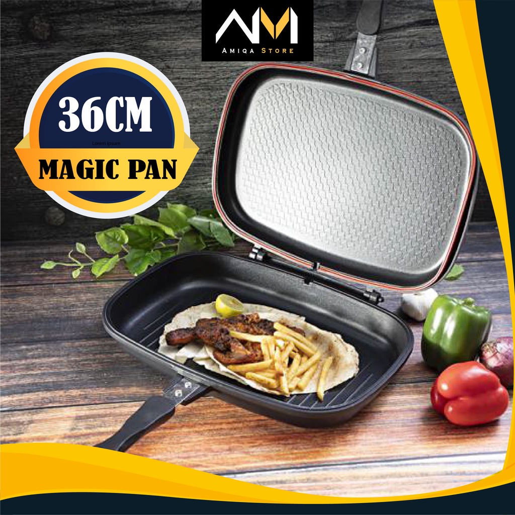 Dessini Double-Sided Non-Stick Pressure Grill Pan, 36cm, Black