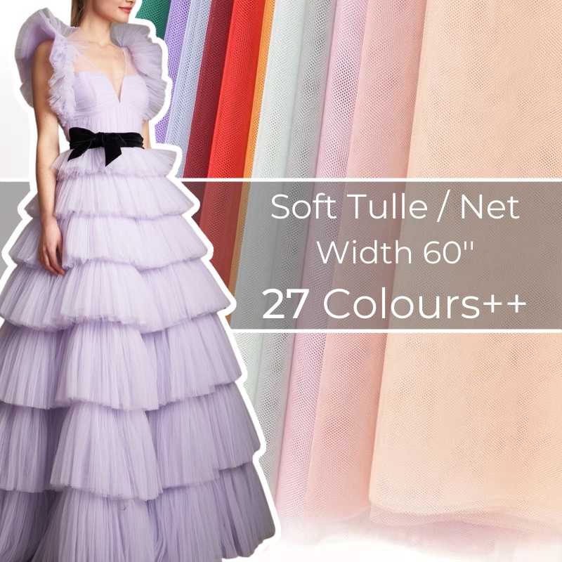 Premium Soft Tulle Net Fabric for Veil Dress Gown (27 Colours) / Kain ...
