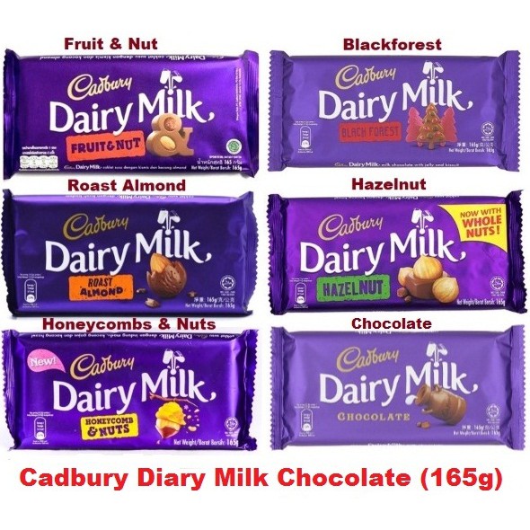 Cadbury Dairy Milk (160g 165g) Chocolate / Fruit & Nut/ Hazelnut/ Blackforest/