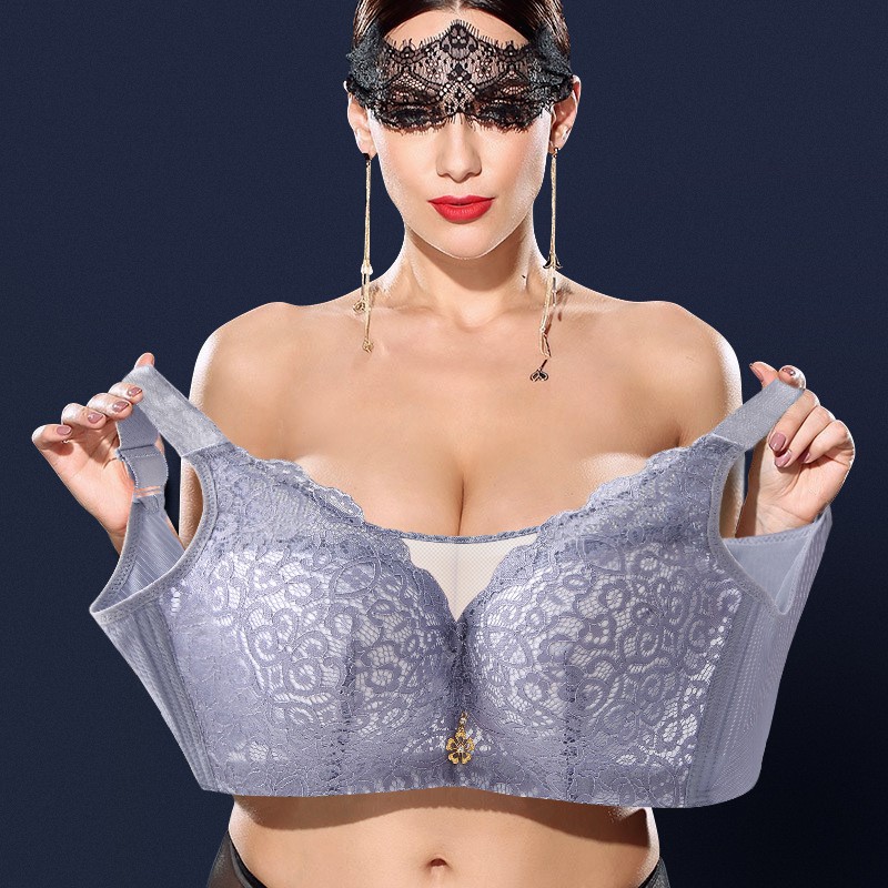 Plus size bra [42/95D-46/105E ] push up underwear big breasts show small  full cup bra thin section anti-sag gather big cup full cup underwea