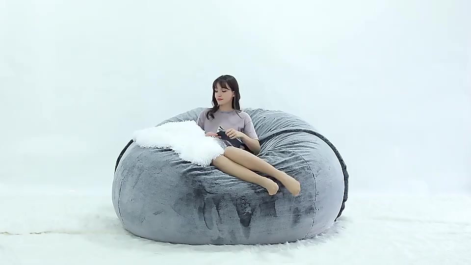 Bean Bag Chair Cover - Soft Slipcover For Large Couch, Round Bed Sponge Bag (No Fillings)