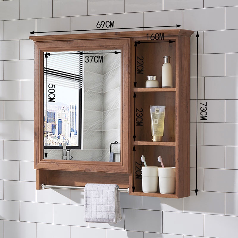 ELBathroom Mirror WallMounted Mirror Box with Shelf Bathroom