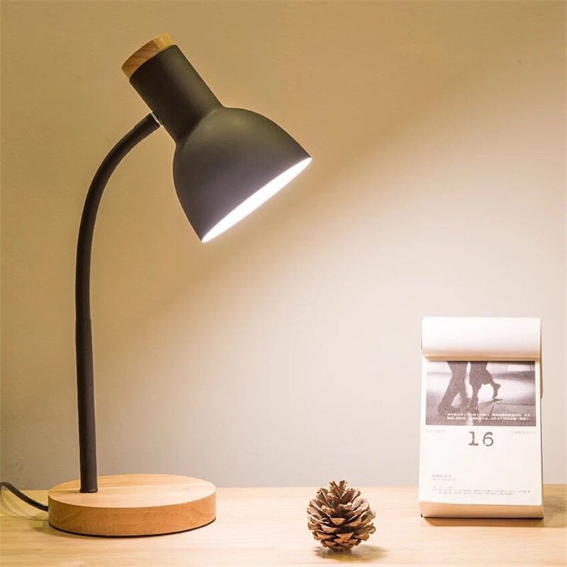 Table lamp Study Lamp Lampu meja modern black wooden base | Shopee Malaysia