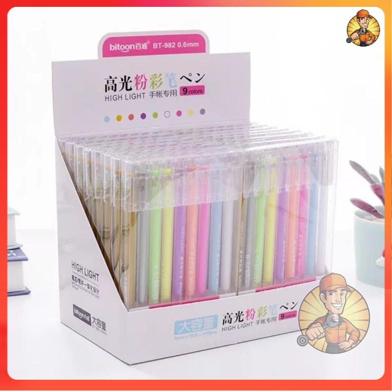 9 Bitoon Color Highlighters Pen Decoration Markers for Student | Shopee ...