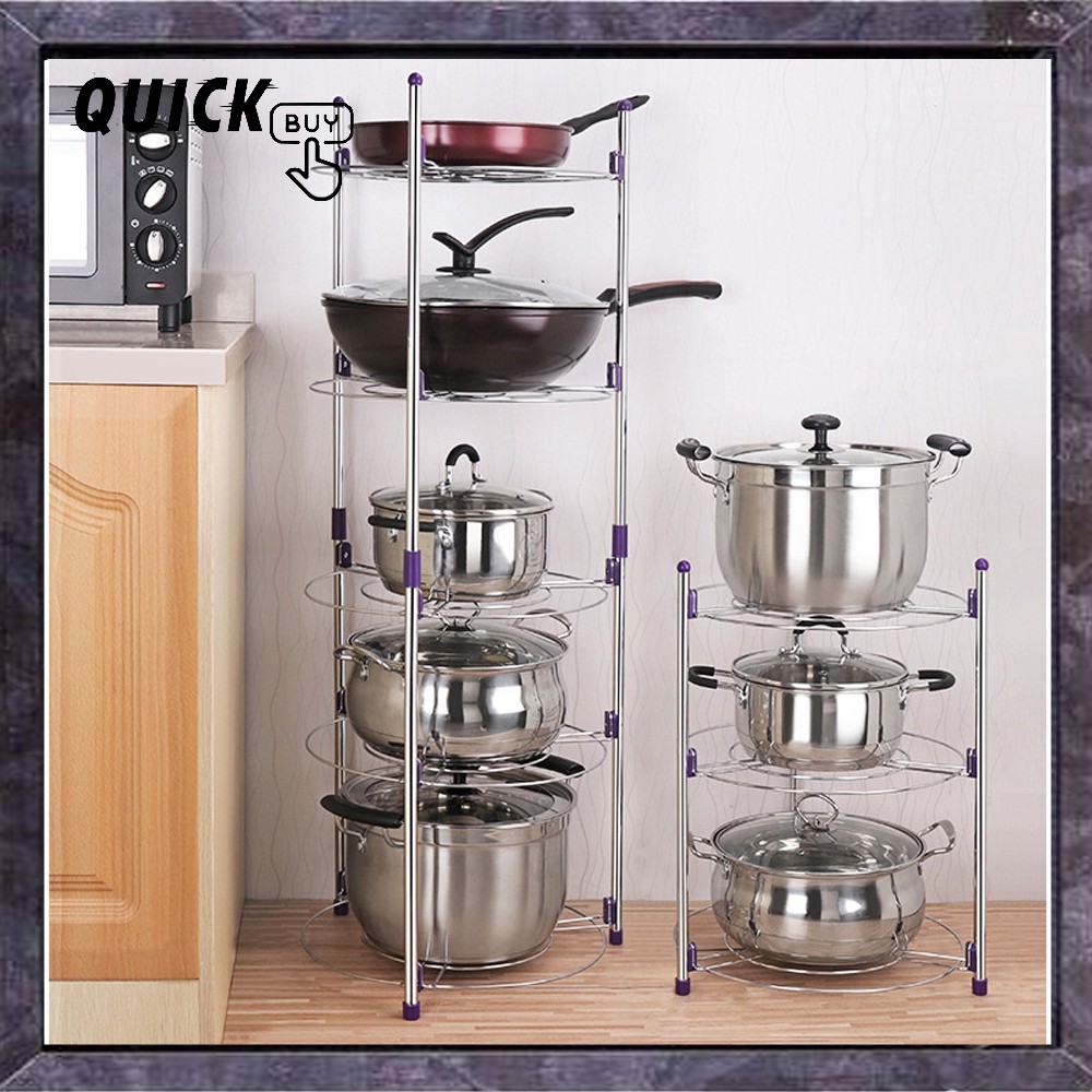 SU304 Stainless Steel Kitchen Rack Storage Pan Pot Organizer Rack Stand ...