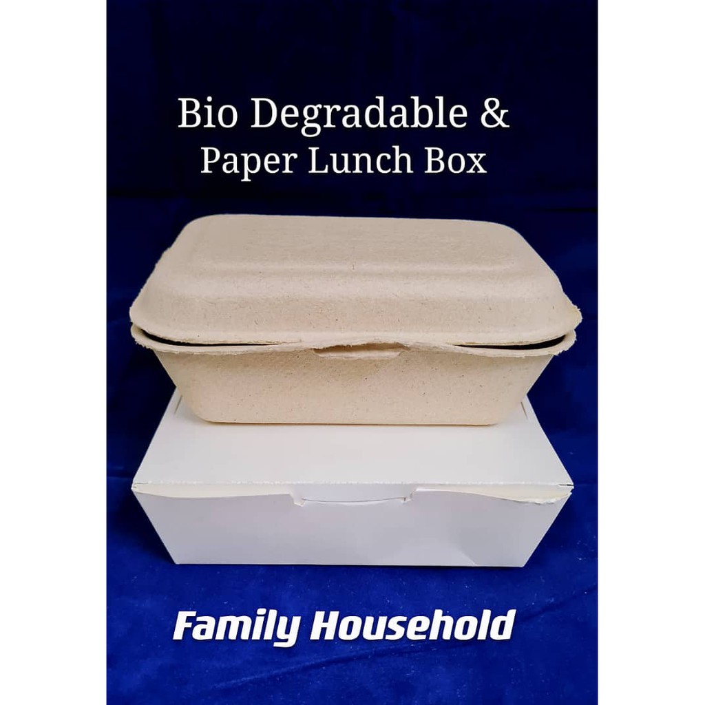READY STOCK!! PAPER & Biodegradable Lunch Box Kotak Nasi Kertas Eco