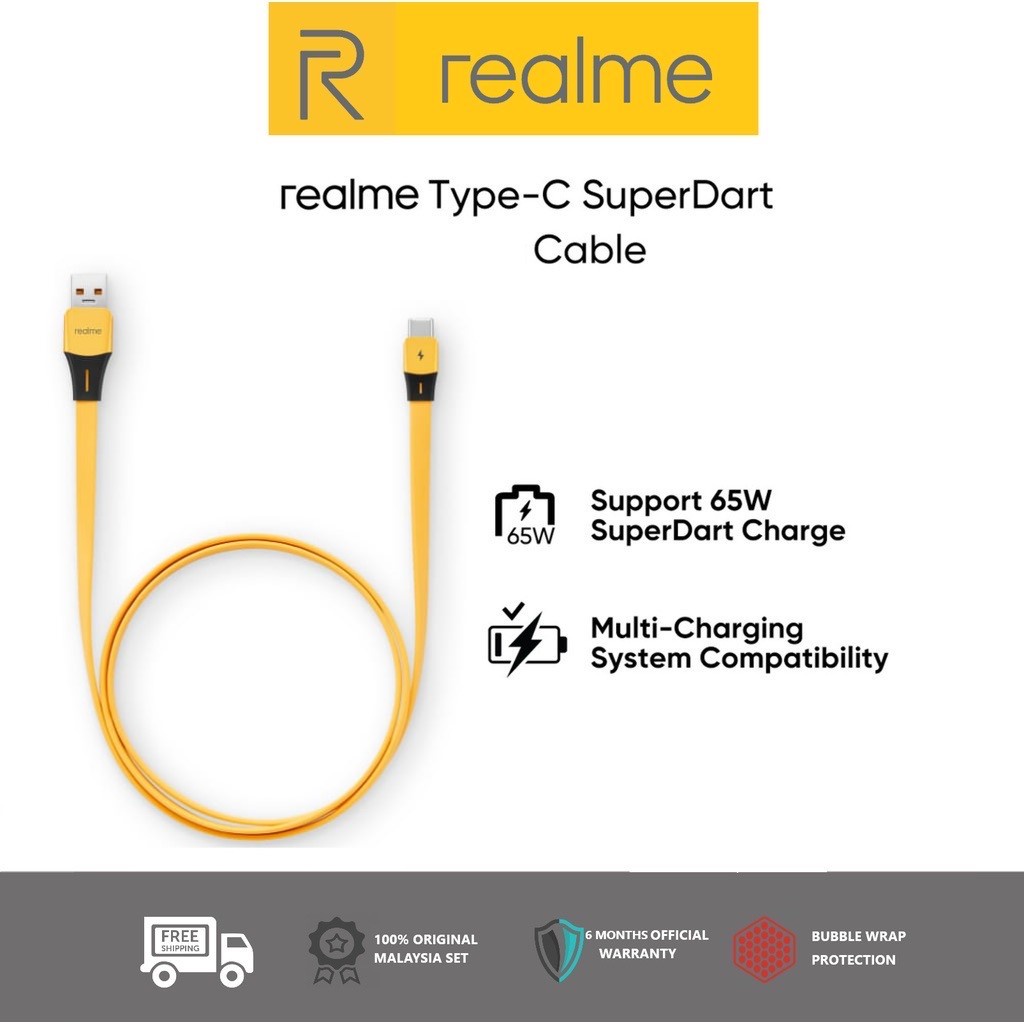 realme Type-C SuperDart Cable - Durable Design Support | 65W SuperDart ...
