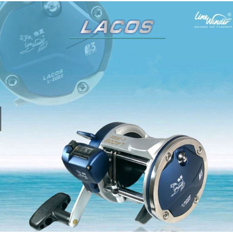 Line Winder LACOS L-30DX Line Counter Round Trolling Baitcasting Reel with  Free Gift