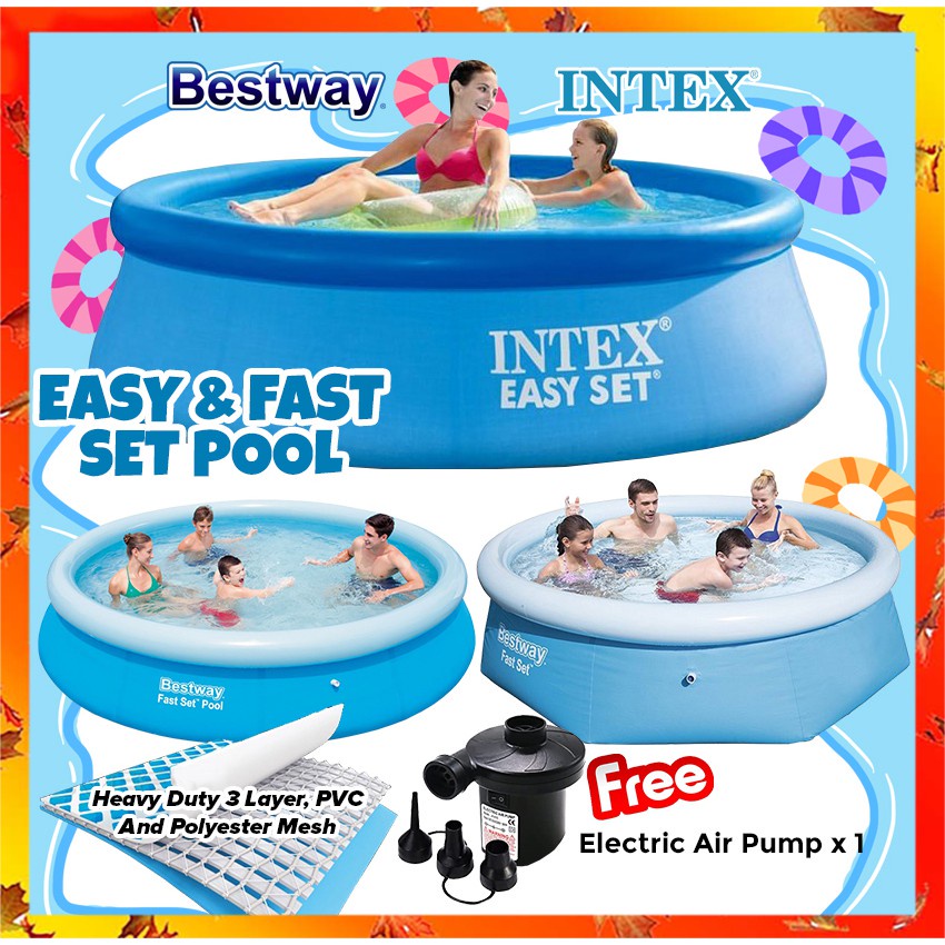 NTEX EASY SET Pool Large Size Inflatable Swimming Pool Family Round ...