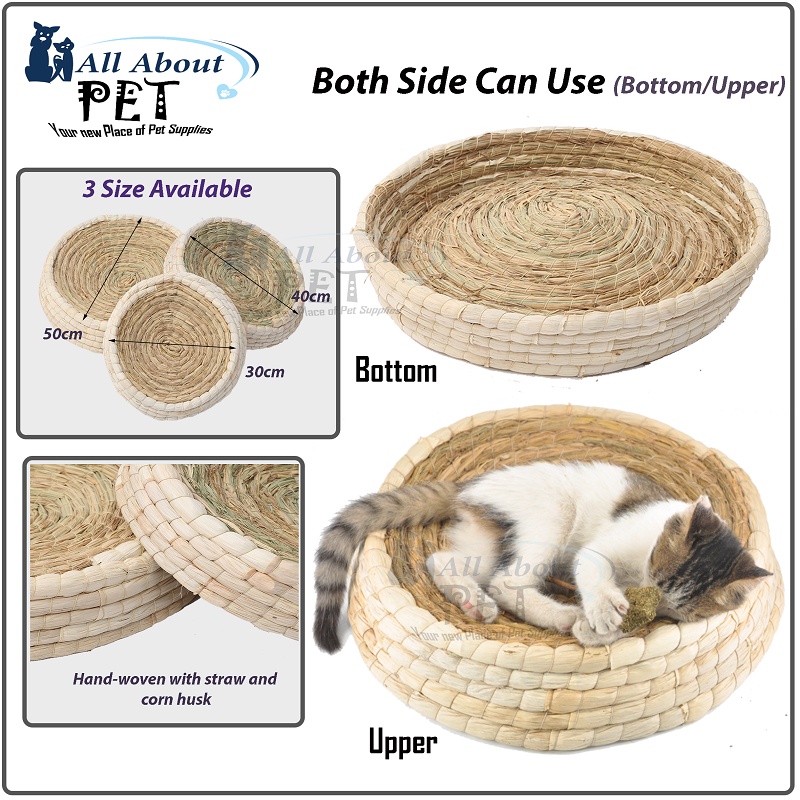 Rattan Pet Nest Straw Katil Kucing Cat House Cat Bed Cage Scratch 