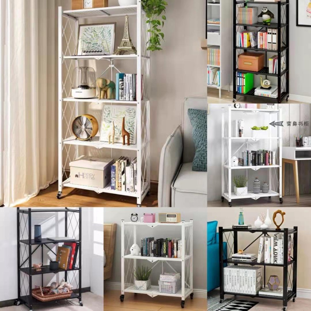 3 Tier/4 Tier/5 Tier Foldable Storage Rack Organizer Home Storage Rack ...